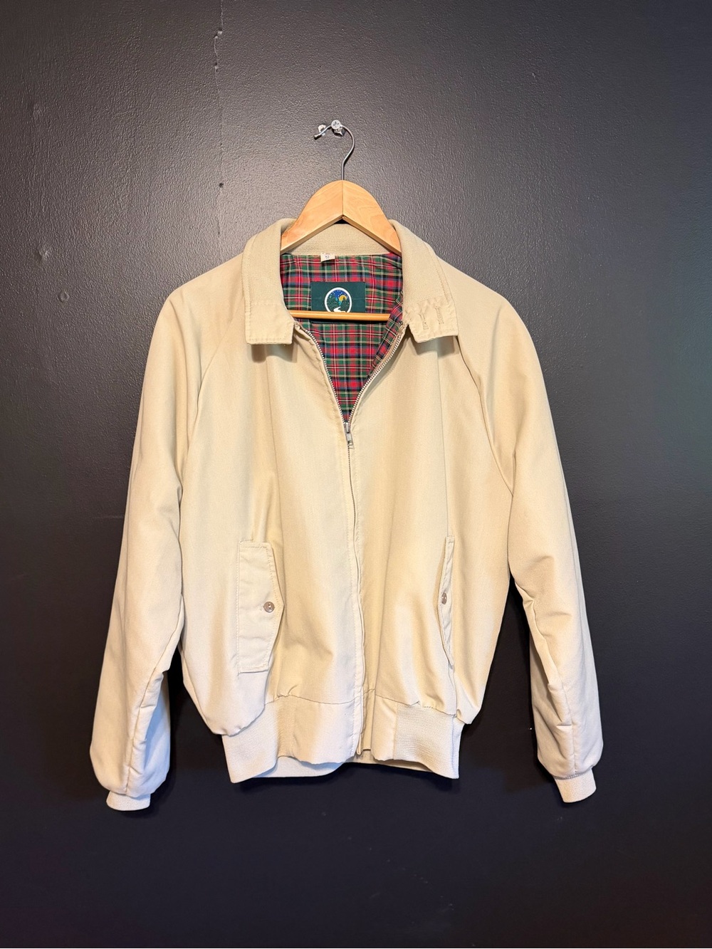 Ozark Trail Beige Bomber Jacket with Plaid Lining